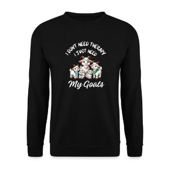 Lustiges Ziegentherapie-Bauernhoftier - Unisex Pullover - Schwarz - Vorne - Alina (178cm) & Michal (187cm)