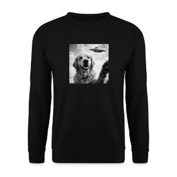 Chien Golden Retriever drôle avec un extraterrestre OVNI - Sweat-shirt Unisexe - noir - Devant - Alina (178cm) & Michal (187cm)