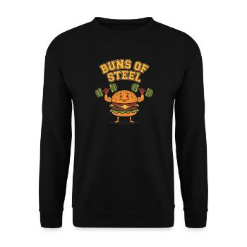 Buns of Steel – Hamburger Kraft Gym Fitness - Unisex Pullover - Schwarz - Vorne - Alina (178cm) & Michal (187cm)