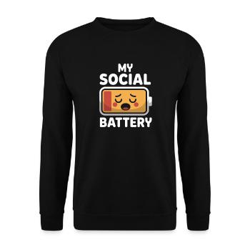 Social Battery Introvert Dead Battery Battery - Unisex Sweatshirt - black - Front - Alina (178cm) & Michal (187cm)