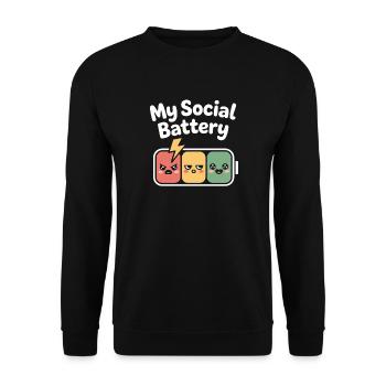 Social Battery Introvert Dead Battery Battery - Unisex Sweatshirt - black - Front - Alina (178cm) & Michal (187cm)