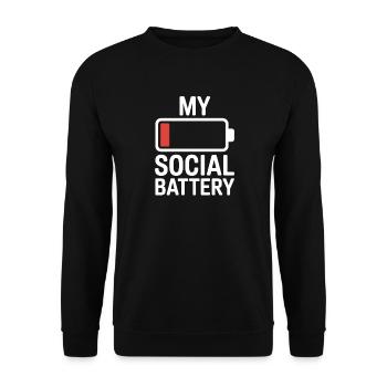 Social Battery Introvert Dead Battery Battery - Unisex Sweatshirt - black - Front - Alina (178cm) & Michal (187cm)