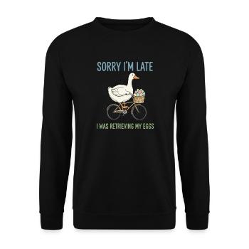 Delayed egg delivery on bicycle - Unisex Sweatshirt - black - Front - Alina (178cm) & Michal (187cm)