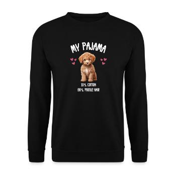 Süßer Pudel, Pyjama, Fluffiger Hund - Unisex Pullover - Schwarz - Vorne - Alina (178cm) & Michal (187cm)
