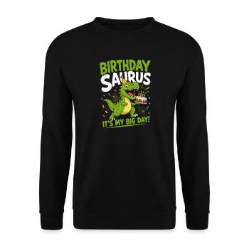 Birthday Saurus T-rex Dino Cake Party Roar - Unisex Sweatshirt - black - Front - Alina (178cm) & Michal (187cm)