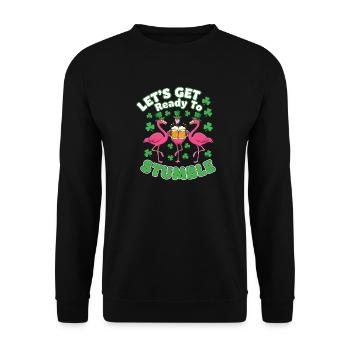 St Patrick's Day Flamingos Cheers - Unisex Sweatshirt - black - Front - Alina (178cm) & Michal (187cm)