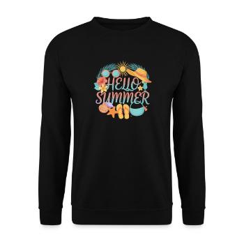 Hello Summer Tropical Print Beach Accessories - Unisex Sweatshirt - black - Front - Alina (178cm) & Michal (187cm)