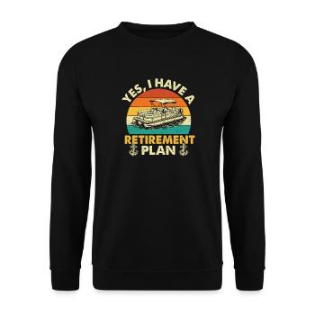Altersvorsorgeplan Pontoon Lake Life Kapitän - Unisex Pullover - Schwarz - Vorne - Alina (178cm) & Michal (187cm)