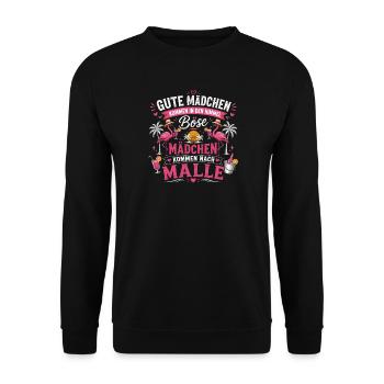 Mallorca Party Spruch Malle Damen Outfit Humor - Unisex Pullover - Schwarz - Vorne - Alina (178cm) & Michal (187cm)