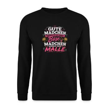 Mallorca Party Spruch Malle Damen Outfit Humor - Unisex Pullover - Schwarz - Vorne - Alina (178cm) & Michal (187cm)