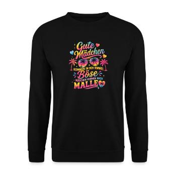Mallorca Party Spruch Malle Damen Outfit Humor - Unisex Pullover - Schwarz - Vorne - Alina (178cm) & Michal (187cm)
