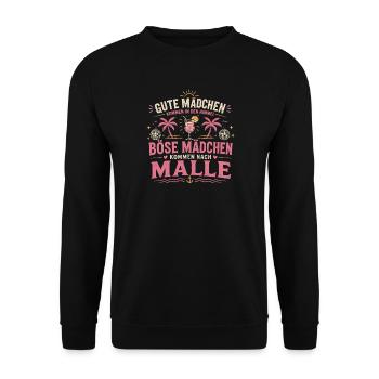 Mallorca Party Spruch Malle Damen Outfit Humor - Unisex Pullover - Schwarz - Vorne - Alina (178cm) & Michal (187cm)
