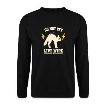 Nicht streicheln: Lebendige Leitung - Unisex Pullover - Schwarz - Vorne - Alina (178cm) & Michal (187cm)