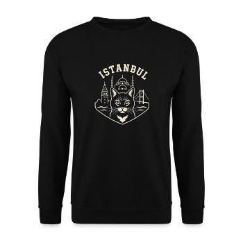 Istanbul Katze Skyline - Unisex Pullover - Schwarz - Vorne - Alina (178cm) & Michal (187cm)
