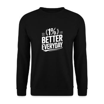 1% Jeden Tag besser - Unisex Pullover - Schwarz - Vorne - Alina (178cm) & Michal (187cm)