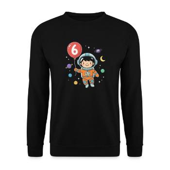 Ballon 6 Geburtstag sechster Geburtstagsgeschenk - Unisex Pullover - Schwarz - Vorne - Alina (178cm) & Michal (187cm)