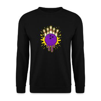 Coole tropfende Bowlingkugel - Unisex Pullover - Schwarz - Vorne - Alina (178cm) & Michal (187cm)