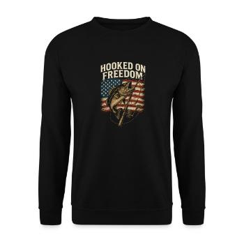 Auf Freedom Fishing American gehakt - Unisex Pullover - Schwarz - Vorne - Alina (178cm) & Michal (187cm)