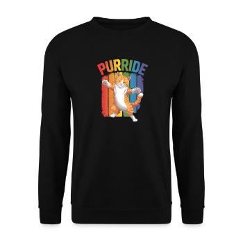 Purride Regenbogen Katze Stolz Design - Unisex Pullover - Schwarz - Vorne - Alina (178cm) & Michal (187cm)