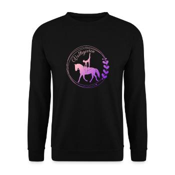 Voltigieren Nadel – Sport Outfit für Voltigierer - Unisex Pullover - Schwarz - Vorne - Alina (178cm) & Michal (187cm)