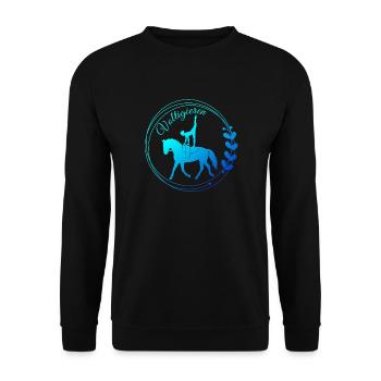 Voltigieren Nadel – Sport Outfit für Voltigierer - Unisex Pullover - Schwarz - Vorne - Alina (178cm) & Michal (187cm)