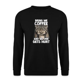Manul Pallas Cat Coffee Sarcasm Cat Lovers - Unisex Sweatshirt - black - Front - Alina (178cm) & Michal (187cm)