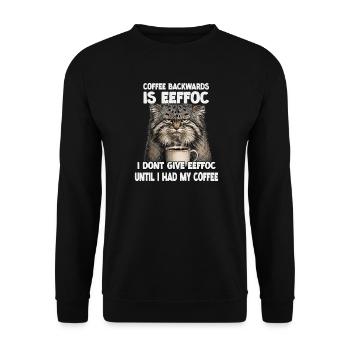 Grumpy Pallas Cat Coffee T | Manul Wildcat - Unisex Sweatshirt - black - Front - Alina (178cm) & Michal (187cm)