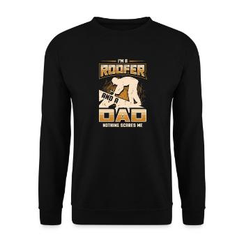 Dachdecker Vater – Keine Angst Handwerker Geschenk - Unisex Pullover - Schwarz - Vorne - Alina (178cm) & Michal (187cm)