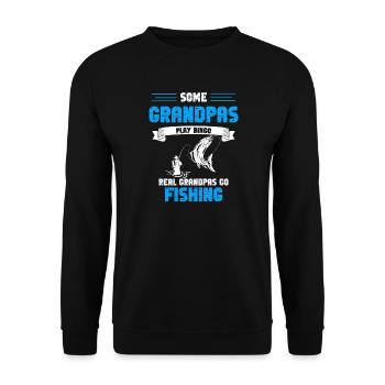 Real Grandpas Go Fishing - Unisex Sweatshirt - black - Front - Alina (178cm) & Michal (187cm)