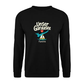 Unser Gardasee Familie, Lake Garda Family Keepsake - Unisex Sweatshirt - black - Front - Alina (178cm) & Michal (187cm)