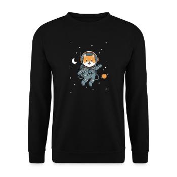Asterroid the Shiba Inu Astronaut - Cute Space Dog - Unisex Sweatshirt - black - Front - Alina (178cm) & Michal (187cm)