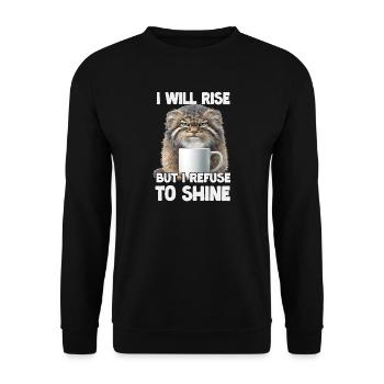 Manul Katze Kaffee Humor T | Pallas Katze Wildkatz - Unisex Pullover - Schwarz - Vorne - Alina (178cm) & Michal (187cm)