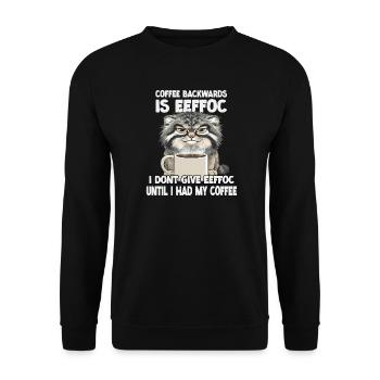 Pallas's Katzen Kaffee Slogan T | Mürrische Morgen - Unisex Pullover - Schwarz - Vorne - Alina (178cm) & Michal (187cm)
