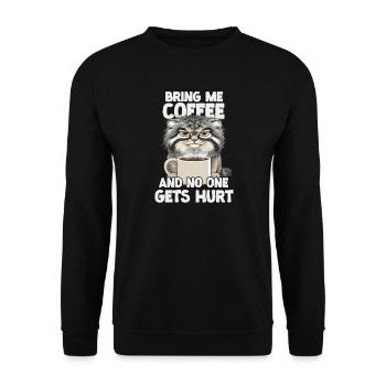 Pallas Cat Manul Kaffee Motiv | Grumpy Wildkatze  - Unisex Pullover - Schwarz - Vorne - Alina (178cm) & Michal (187cm)