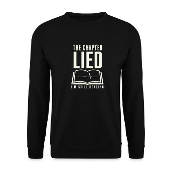 Kapitel Lied – Weiter Lesen - Unisex Pullover - Schwarz - Vorne - Alina (178cm) & Michal (187cm)