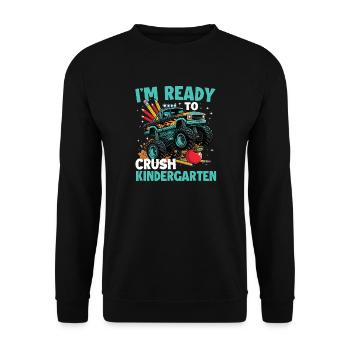 Prêt à décrocher la relaisie de la maternelle et de la maternelle - Sweat-shirt Unisexe - noir - Devant - Alina (178cm) & Michal (187cm)