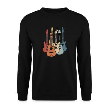Gitarre Retro Gitarren Musiker Gitarrist Musik - Unisex Pullover - Schwarz - Vorne - Alina (178cm) & Michal (187cm)
