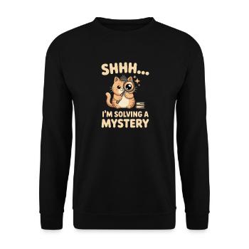 Katzen Thriller Bücher Leser Mystery Bücherwurm - Unisex Pullover - Schwarz - Vorne - Alina (178cm) & Michal (187cm)