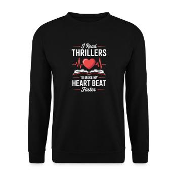 Lecteur de thrillers Livres policiers Romans policiers - Sweat-shirt Unisexe - noir - Devant - Alina (178cm) & Michal (187cm)