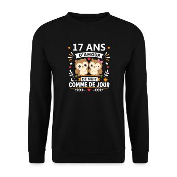 Hiboux Amour Nuit Jour 17 ans - Sweat-shirt Unisexe - noir - Devant - Alina (178cm) & Michal (187cm)