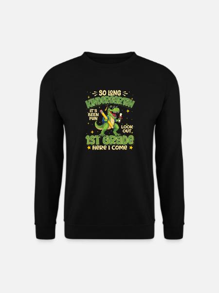 So Long Kindergarten 1st Grade Dinosaur - Unisex Sweatshirt - black