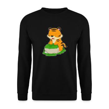 Süßer Tiger - Unisex Pullover - Schwarz - Vorne - Alina (178cm) & Michal (187cm)
