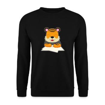 Tiger Schüler Bleistift Schule - Unisex Pullover - Schwarz - Vorne - Alina (178cm) & Michal (187cm)