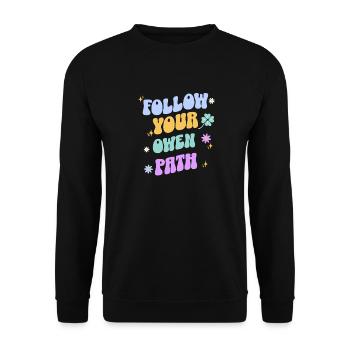 Suivez votre chemin – Typographie rétro pastel - Sweat-shirt Unisexe - noir - Devant - Alina (178cm) & Michal (187cm)