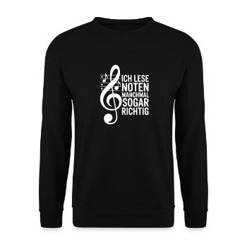 Musiker - Ich lese Noten manchmal sogar richtig - Unisex Pullover - Schwarz - Vorne - Alina (178cm) & Michal (187cm)
