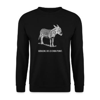 Geduldig. Bis zu einem Punkt. - Unisex Pullover - Schwarz - Vorne - Alina (178cm) & Michal (187cm)