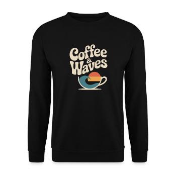 Coffee Waves Surfing Coffee & Waves Surfer Beach - Unisex Sweatshirt - black - Front - Alina (178cm) & Michal (187cm)