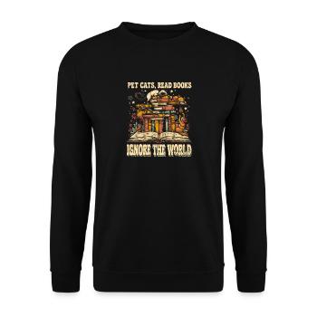 Pet Cats Read Books Ignore The World Cat Book - Unisex Sweatshirt - black - Front - Alina (178cm) & Michal (187cm)