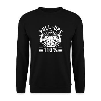 Gym Junkies Pull-Ups 110% Calisthenics Fitness - Unisex Sweatshirt - black - Front - Alina (178cm) & Michal (187cm)