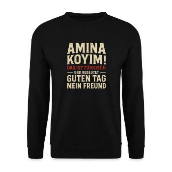 Türkisch Spruch - Unisex Pullover - Schwarz - Vorne - Alina (178cm) & Michal (187cm)